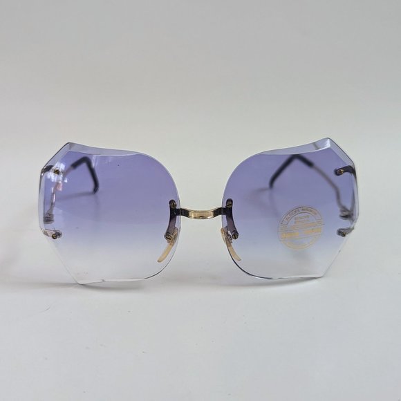 NWT Vintage 90\'s Lady Diamond Cut Fashion Sunglasses (Gold/Blue) main image 5